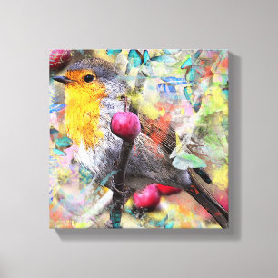 Vögel und Kirschblüten Leinwanddruck