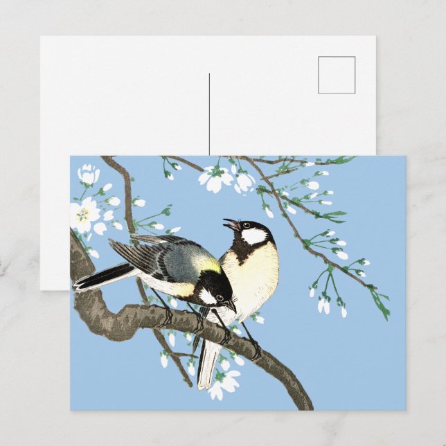 Vögel und Kirschblüten Ohara Koson Postkarte (Vorne/Hinten)