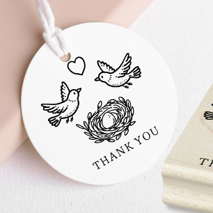 Vögel und Nest Baby Shower Danke Gummistempel