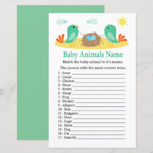 Vögel und Nester Baby-Tiere Name Spiel