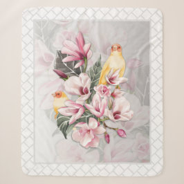 Vögel und rosa Magnolienblüten Sherpadecke