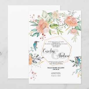 Vögel und Rose - Einladungskarte für Hochzeiten