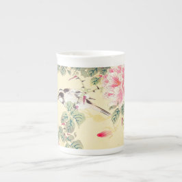 Vogel und Rose Imao Keinen ukiyo-e Blume Japan Prozellantasse