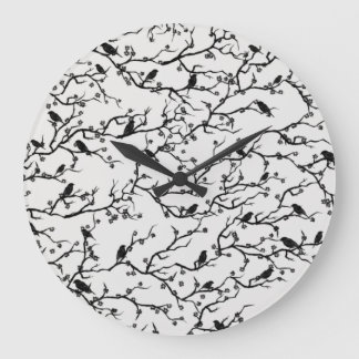 Vögel und Sakura Zweige Japanische Malerei Große Wanduhr