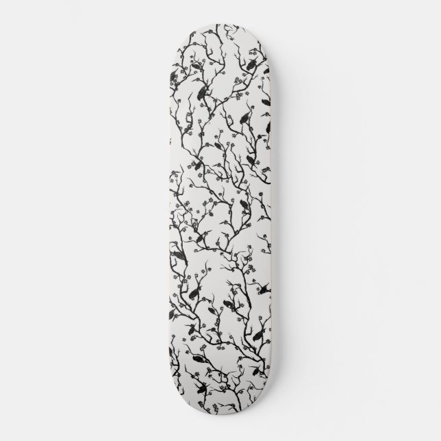 Vögel und Sakura Zweige Japanische Malerei Skateboard (Vorderseite)