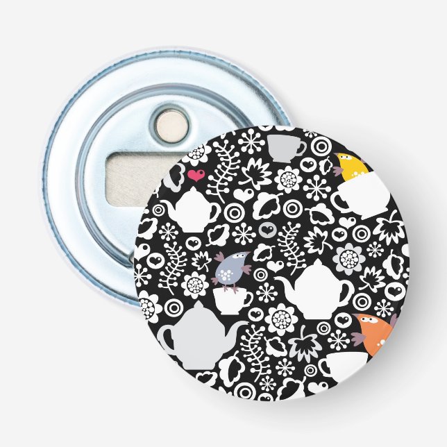 Vogel- und Schalenmuster Flaschenöffner (Vorderseite)