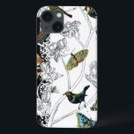 Vögel und Schmetterlinge im schwarz-weißen Hinterg iPhone 13 Hülle<br><div class="desc">Die Künstlerin Chariklia Zarris ist ein talentierter Maler und Designer. Sie malt gerne Vögel und wilde Tiere,  und dieses Bild ist keine Ausnahme. Die lebhaften Farben von Vögeln und Schmetterlingen werden durch die schwarz-weißen Zweige im Hintergrund hervorgehoben.</div>