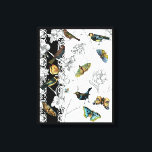 Vögel und Schmetterlinge im schwarz-weißen Hinterg Leinwanddruck<br><div class="desc">Die Künstlerin Chariklia Zarris ist ein talentierter Maler und Designer. Sie malt gerne Vögel und wilde Tiere,  und dieses Bild ist keine Ausnahme. Die lebhaften Farben von Vögeln und Schmetterlingen werden durch die schwarz-weißen Zweige im Hintergrund hervorgehoben.</div>