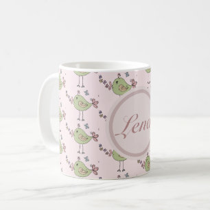 Vogel und Schmetterlinge, personalisiert Kaffeetasse