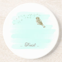 Vögel und Schrift Sandstone Untersetzer Aqua