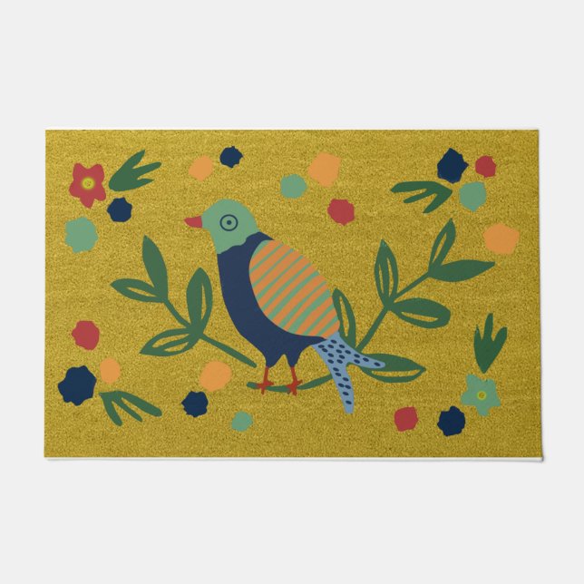 Vogel und Sommer Blume| Vogelgeschenk Fußmatte (Vorderseite)