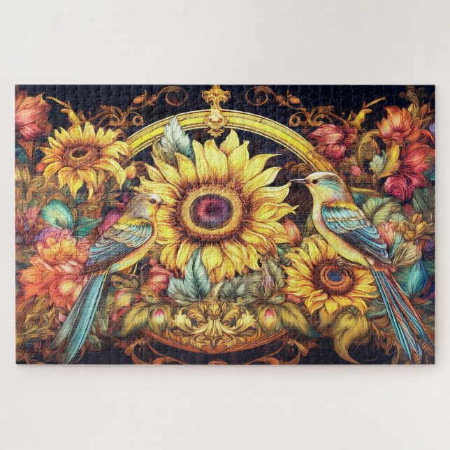 Vögel und Sonnenblumen (Horizontal)