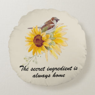 Vögel und Sonnenblumen mit Kissen für das Angebot