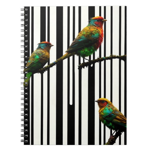 Vögel und vertikale Linien Notizblock (Vorderseite)