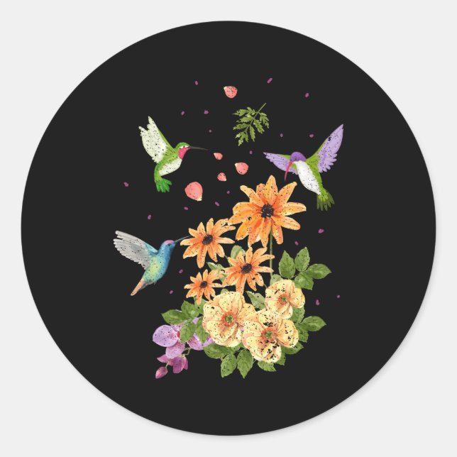 Vögel und Vögel der Blume Y Runder Aufkleber (Vorderseite)
