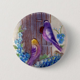 Vögel und Vogelhaus Geburtstag Button