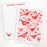 Vogel- und Wildblumen-Aquarell Rot Personalisiert Mitteilungskarte<br><div class="desc">Festliche rote Aquarell-Vögel und Wildblumen auf weißem Hintergrund. Originalkunst von Nic Squirrell. Ändern Sie den Namen oder Text auf der Rückseite,  um es zu personalisieren,  oder lassen Sie es leer,  wenn Sie es vorziehen.</div>