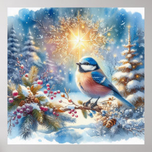 Vogel- und Winterlandschaft 10 Poster