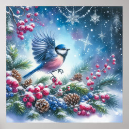 Vogel- und Winterlandschaft 22 Poster