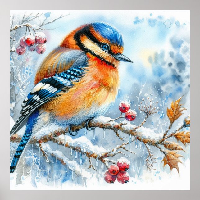 Vogel- und Winterlandschaft 25 Poster (Vorne)