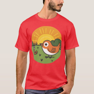 Vögel und Wurmretro T-Shirt