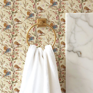 Vögel und Zweige auf Creme Tapete