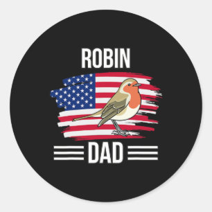 Vogel uns Flagge 4. Juli Vatertag Robin Papa Runder Aufkleber