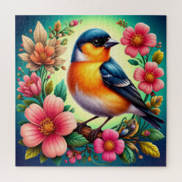 Vogel unter farbenfrohen Blume