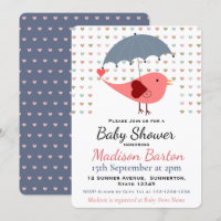 Vögel unter Regenschirm Rain Hearts Babydusche