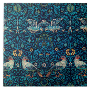 Vögel (Vintages Blumenmuster) (von William Morris) Fliese