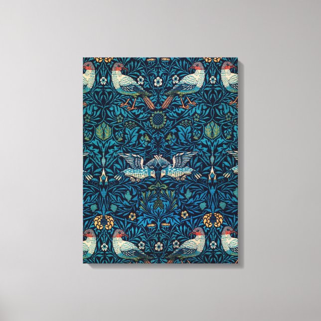 Vögel (Vintages Blumenmuster) (von William Morris) Leinwanddruck (Vorderseite)