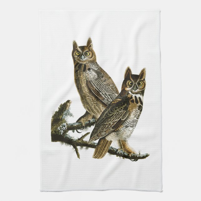 Vögel Virginia-Uhu-Johns Audubon von Amerika Küchentuch (Vertikal)