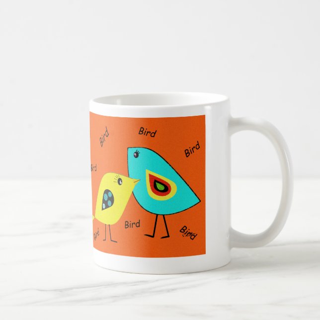 Vogel-Vogel-Orangen-Tasse Kaffeetasse (Rechts)
