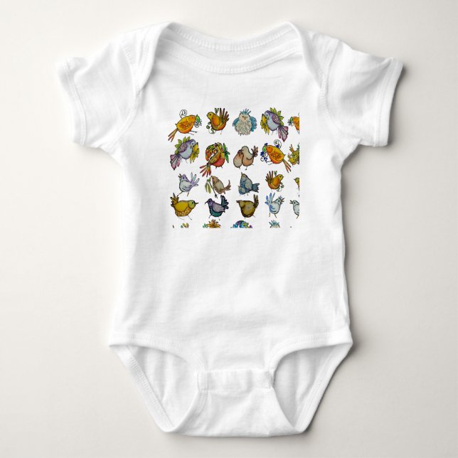 Vögel & Vögelchen Baby Strampler (Vorderseite)