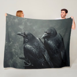 Vögel von Feather Pair of Crows, Ravens Fleecedecke