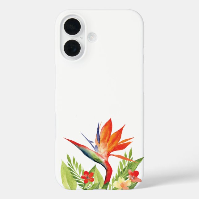 Vögel von paradiesischer Aquarellblüte iPhone 16 Hülle (Rückseite)