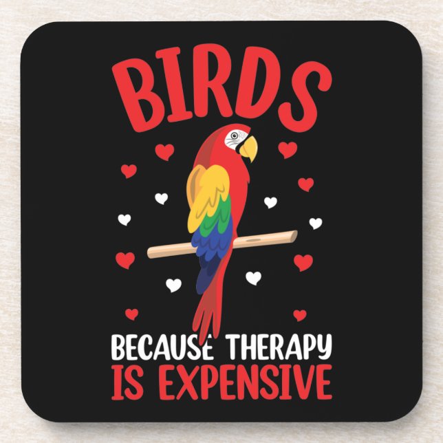 Vögel, weil Therapie ist teurer Sonnenpapagei Getränkeuntersetzer (Vorderseite)