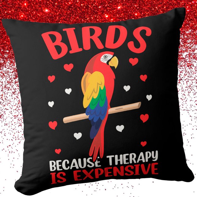 Vögel, weil Therapie ist teurer Sonnenpapagei Kissen (Von Creator hochgeladen)