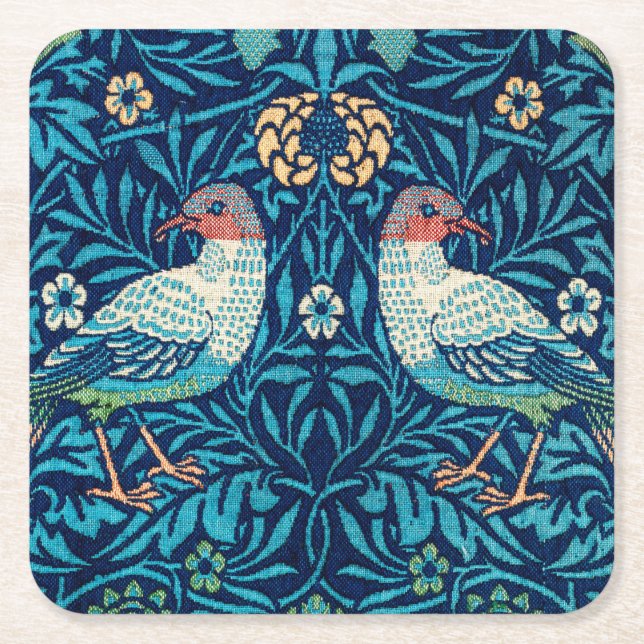 Vögel, William Morris Rechteckiger Pappuntersetzer (Vorderseite)