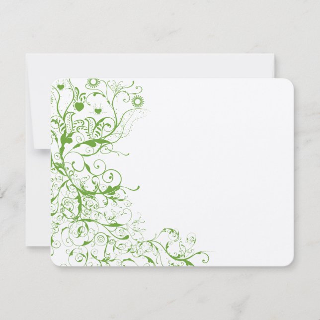 Vögel & Wirbel Apple Green Wedding Response Card RSVP Karte (Vorderseite)