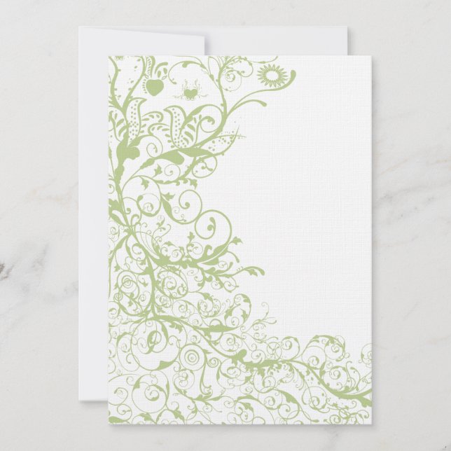 Vögel & Wirbel Hochzeit lädt Grüne Hydrangea #28 e Einladung (Vorderseite)