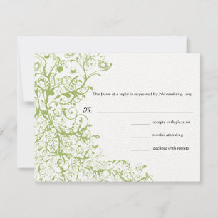 Vögel & Wirbel Hochzeit RSVP Grüne Hydrangea #31 Karte
