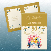 Vögel zum 50. Jubiläum des Ehemannes Gold blau
