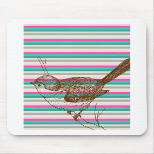 Vogel Zweig Tiere Natur farbenfrohes Muster Kunst Mousepad