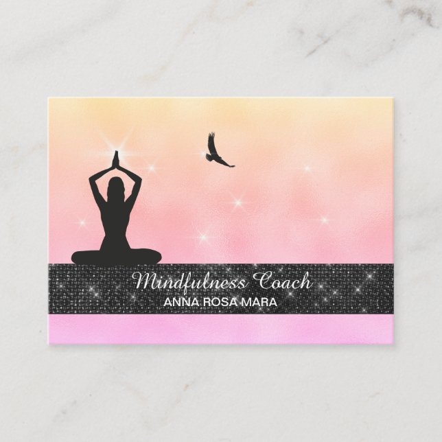 *~* Vogeladler Pastel Yoga Glitzer Meditation Visitenkarte (Vorderseite)
