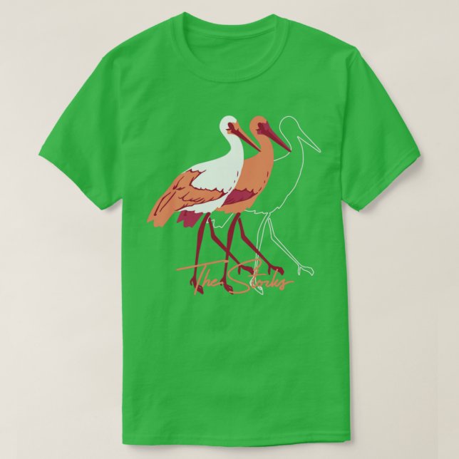 Vogelanzeige in Rot und Weiß Stork T-Shirt (Design vorne)