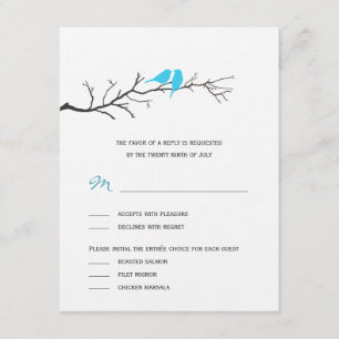 Vogelarten Silhouetten Hochzeitskarten - Türkis - RSVP Karte