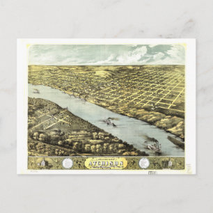 Vogelauge Blick auf die Stadt Atchison Kansas 1869 Postkarte
