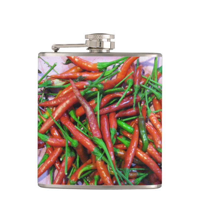 Vogelaugen-Chili-Paprikaschoten Flachmann (Vorderseite)