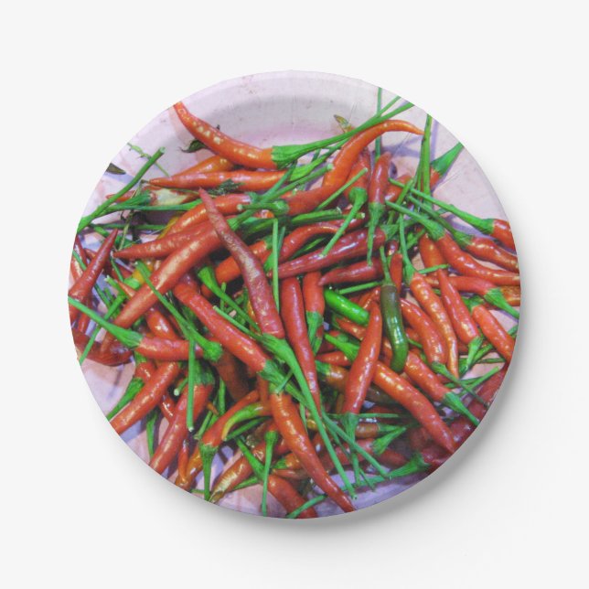 Vogelaugen-Chili-Paprikaschoten Pappteller (Vorderseite)